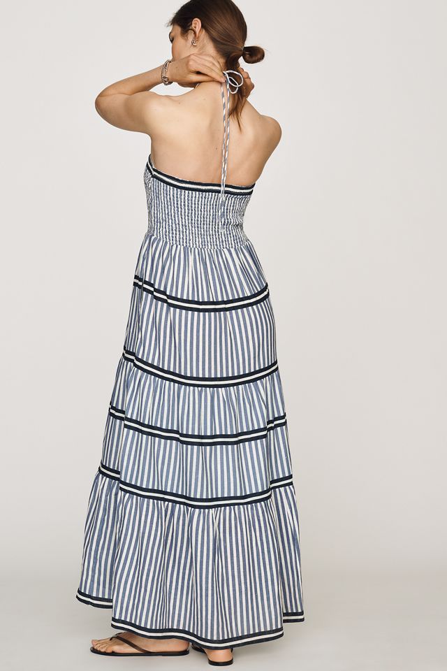 By Anthropologie Linen Cotton Halter Midi Dress #2