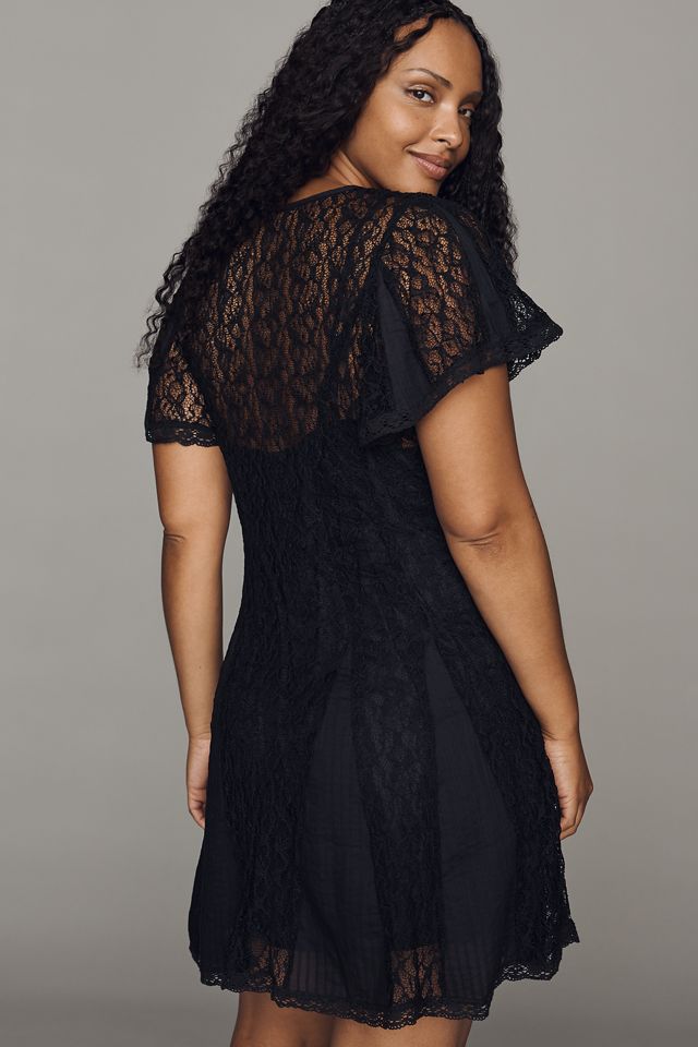By Anthropologie Cotton Lace Godet Mini Dress #5