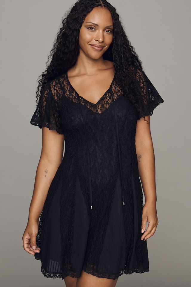 By Anthropologie Cotton Lace Godet Mini Dress #4