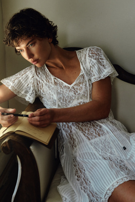 laundry white lace dress Six Stories Women's Lace Sleeve Cup Detail Mini Dress