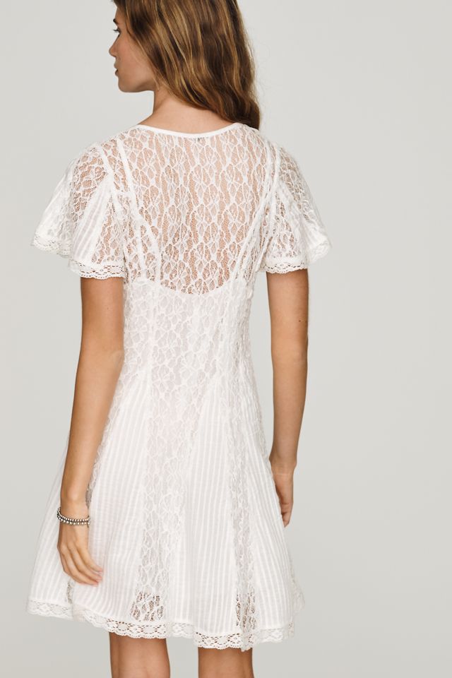 By Anthropologie Cotton Lace Godet Mini Dress #3