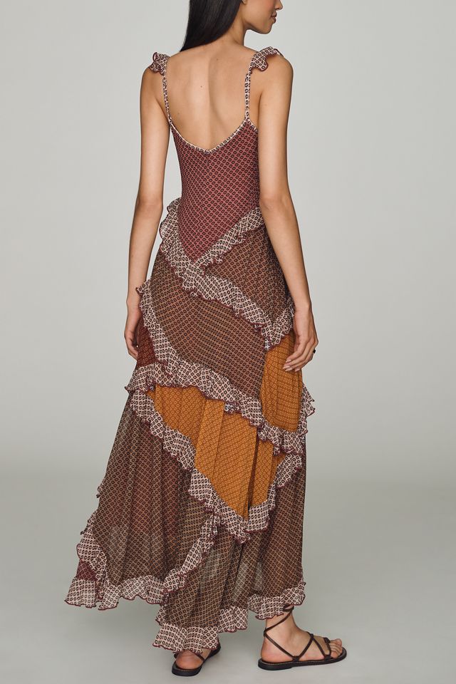 By Anthropologie Patchwork Ruffle Midi Dress #1
