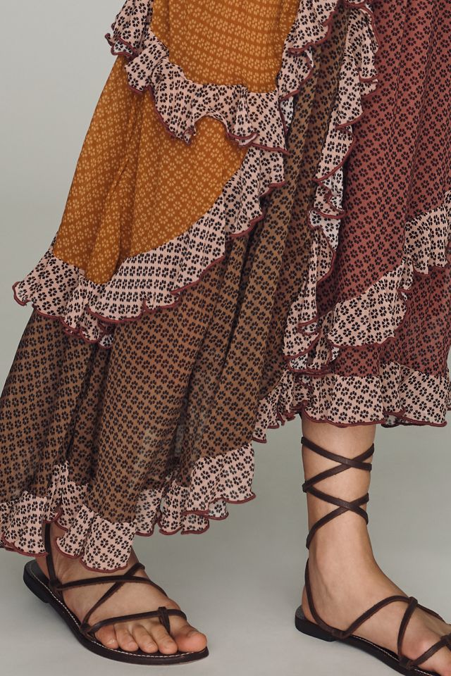By Anthropologie Patchwork Ruffle Midi Dress #2