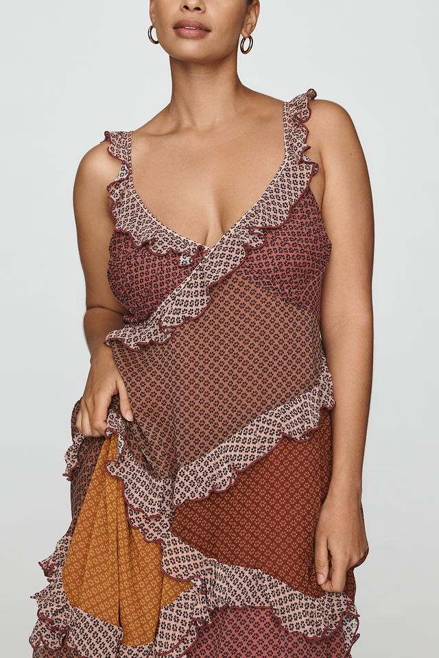 By Anthropologie Patchwork Ruffle Midi Dress #5