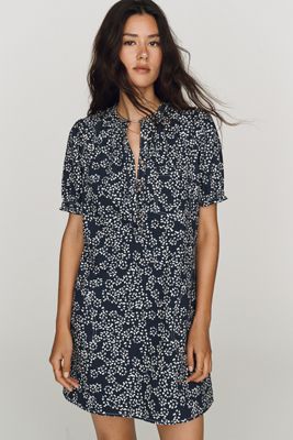 the jeannie short-sleeve denim a-line mini dress by maeve Buy Maeve Jeannie Short-sleeve A-line Denim Mini Dress - Zebra At 34% Off