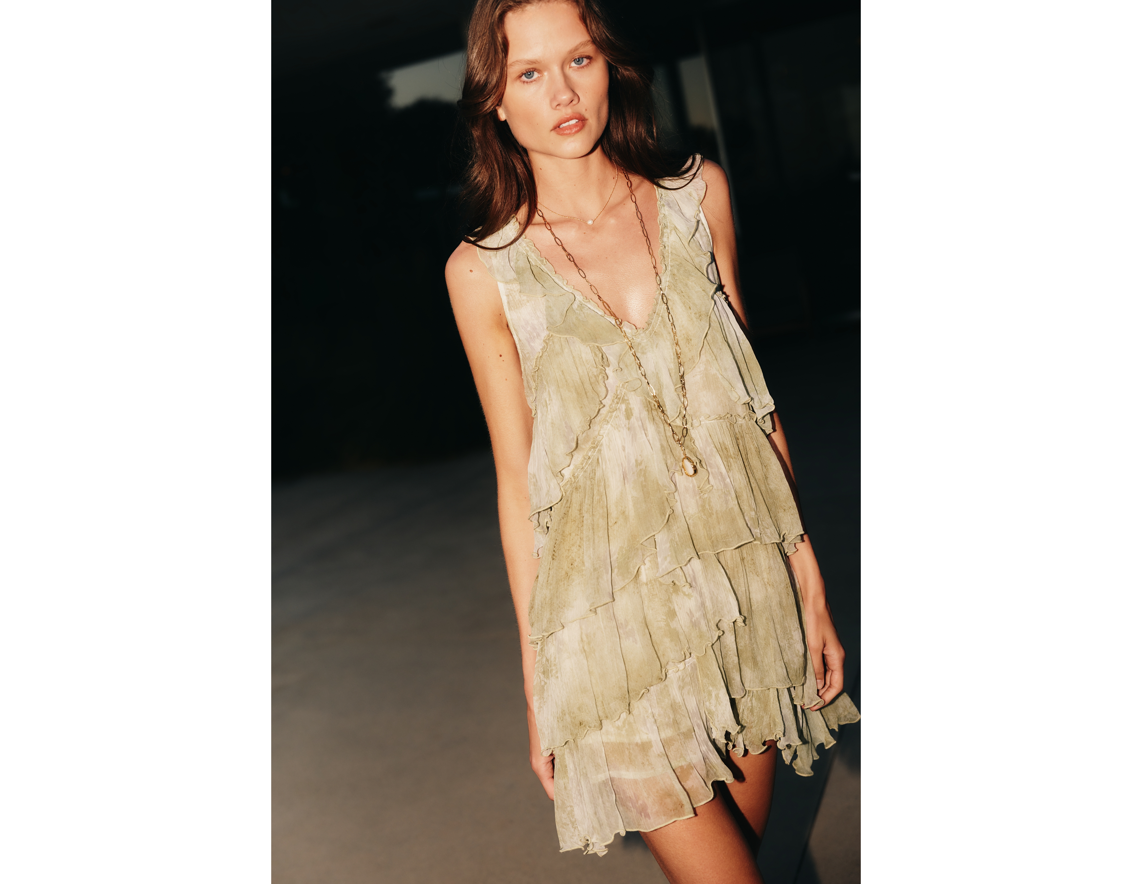 By Anthropologie Layered Ruffle Mini Dress