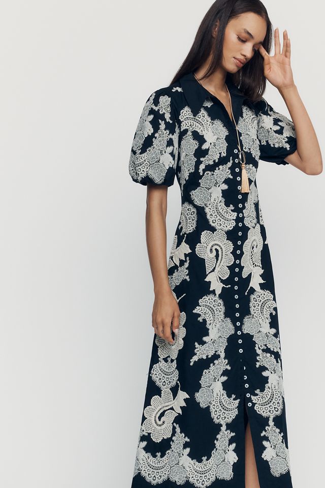 Vestido Midi con Botones y Apliques By Anthropologie #3