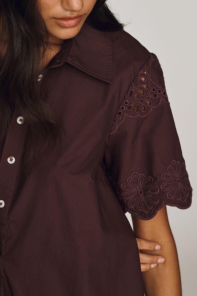 By Anthropologie Pollie 100% Cotton Swing Mini Dress #1