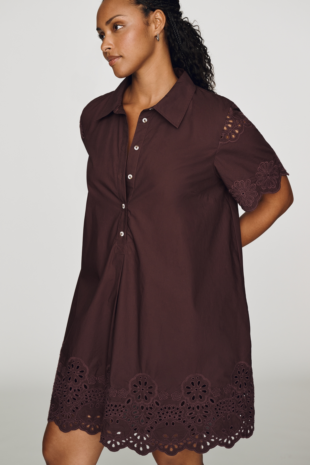 By Anthropologie Pollie 100% Cotton Swing Mini Dress