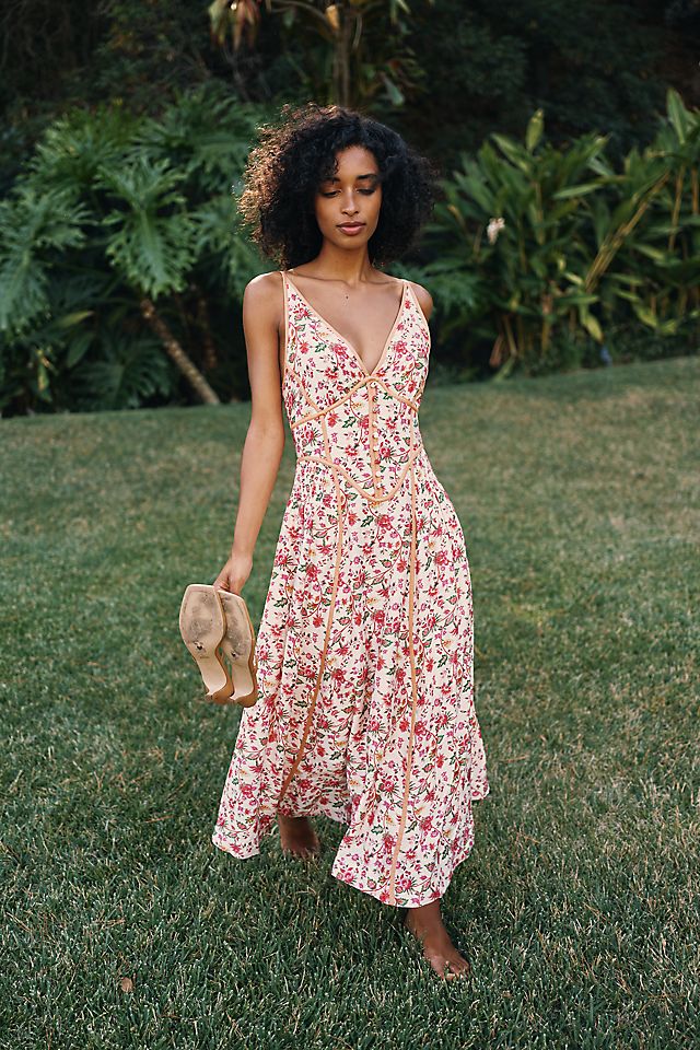 spring midi dress Provence Bloom Tiered Floral Blue the Elastic Waist Midi Dress is the ideal transitional Holland Stretch Linen Midi Dress