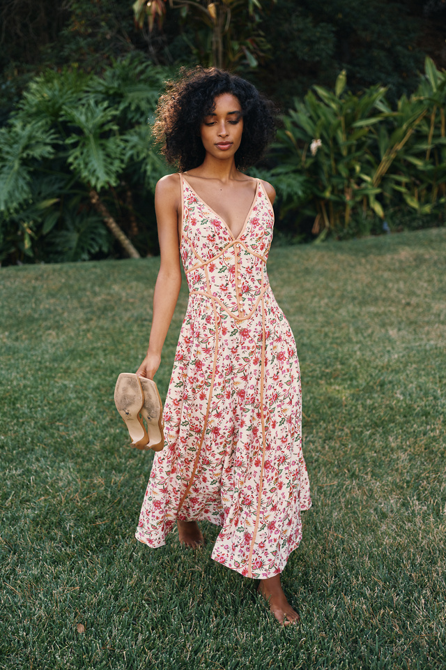 By Anthropologie Waisted Tipped Midi Dress