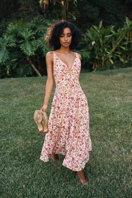 By Anthropologie Waisted Tipped Midi Dress
