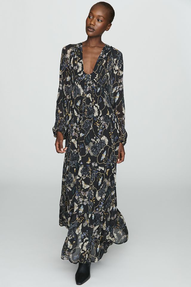 By Anthropologie Sheer Chiffon Maxi Dress