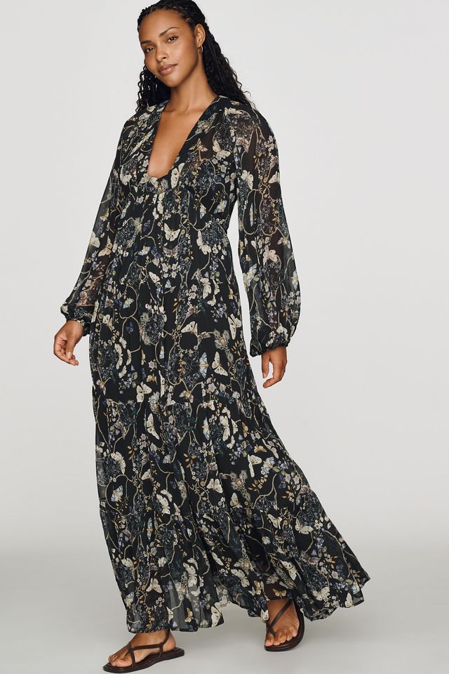 By Anthropologie Sheer Chiffon Maxi Dress #2