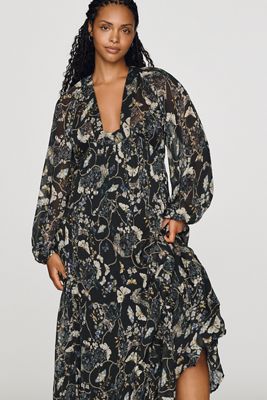 By Anthropologie Sheer Chiffon Maxi Dress