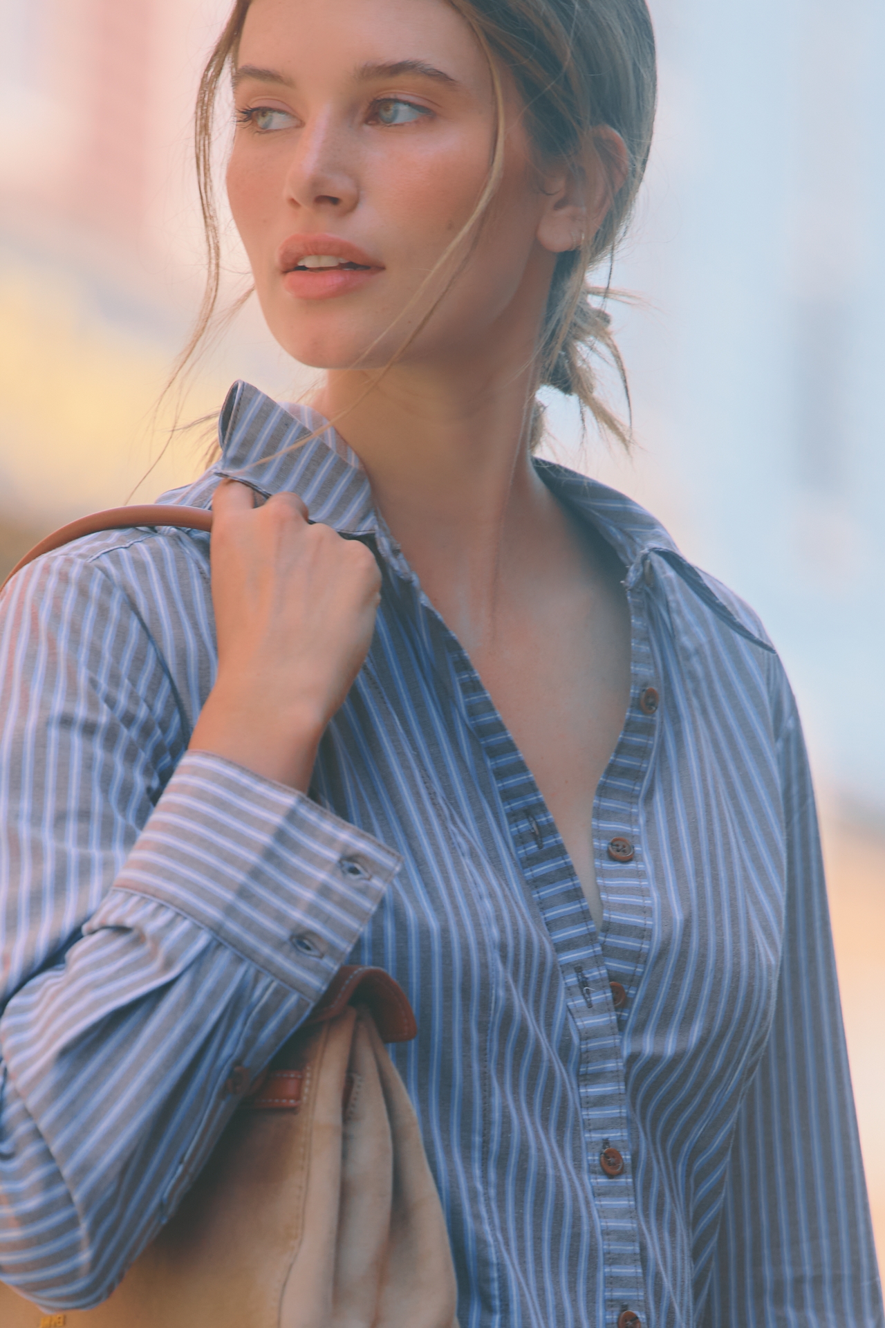 Maeve Godet Mini Shirtdress