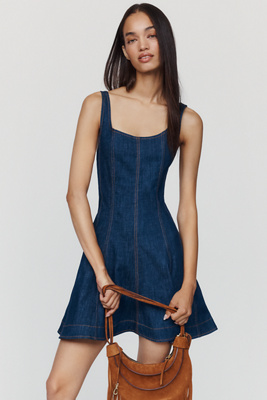 By Anthropologie Denim Corset Mini Dress by Anthropologie