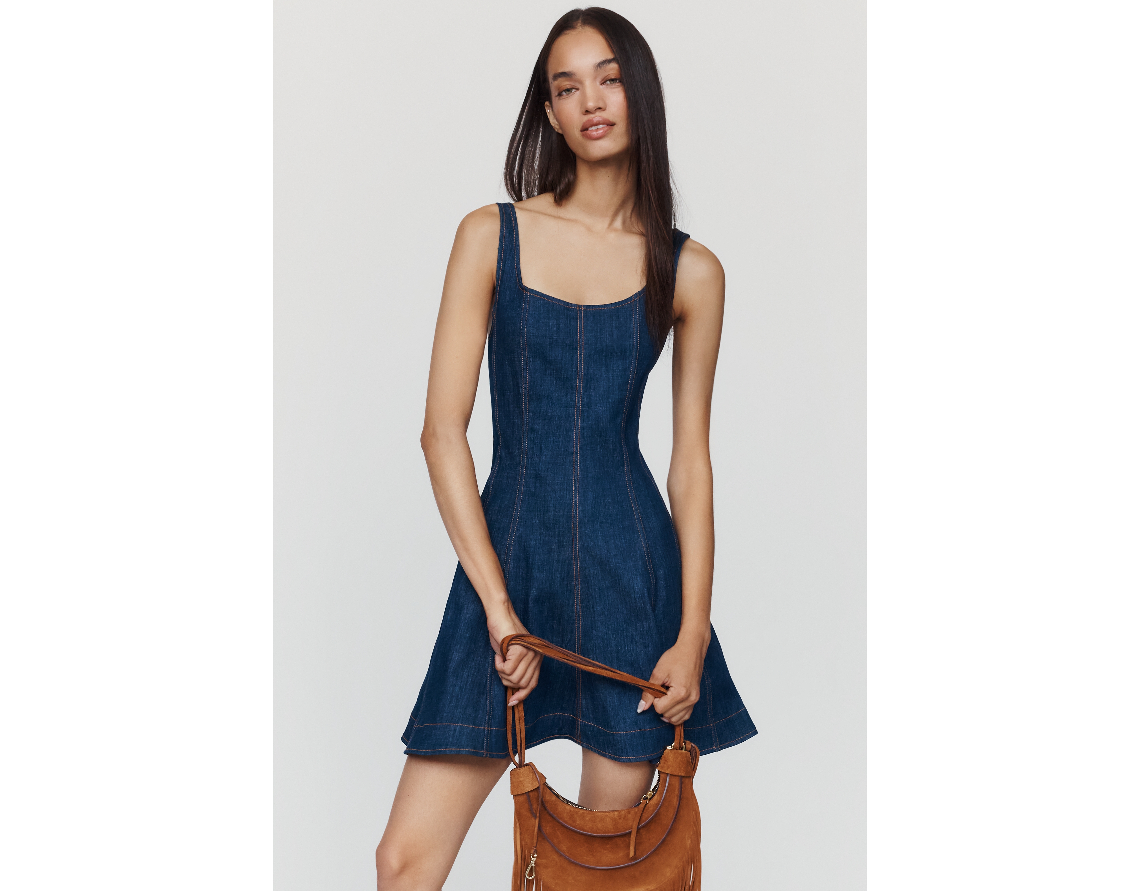By Anthropologie Denim Corset Mini Dress