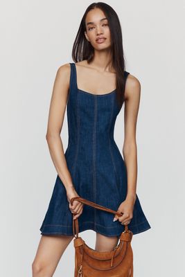 By Anthropologie Denim Corset Mini Dress
