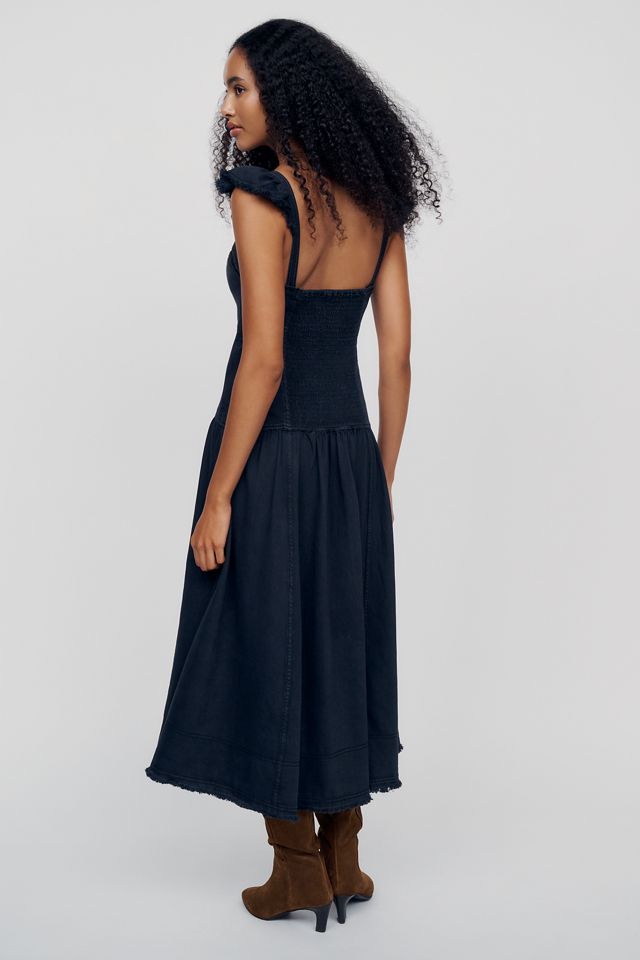 Pilcro 100% Cotton Ruffled Denim Midi Dress #3
