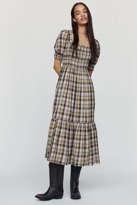 The Peregrine Puff-Sleeve Midi Dress