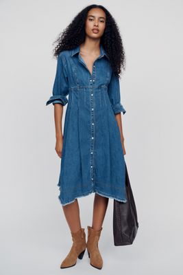 Pilcro Denim Waisted Midi Shirtdress