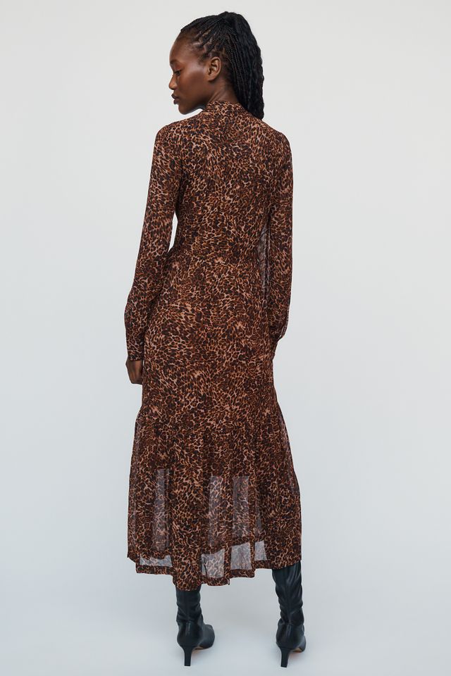 By Anthropologie Chiffon Tie-Neck Midi Dress #2
