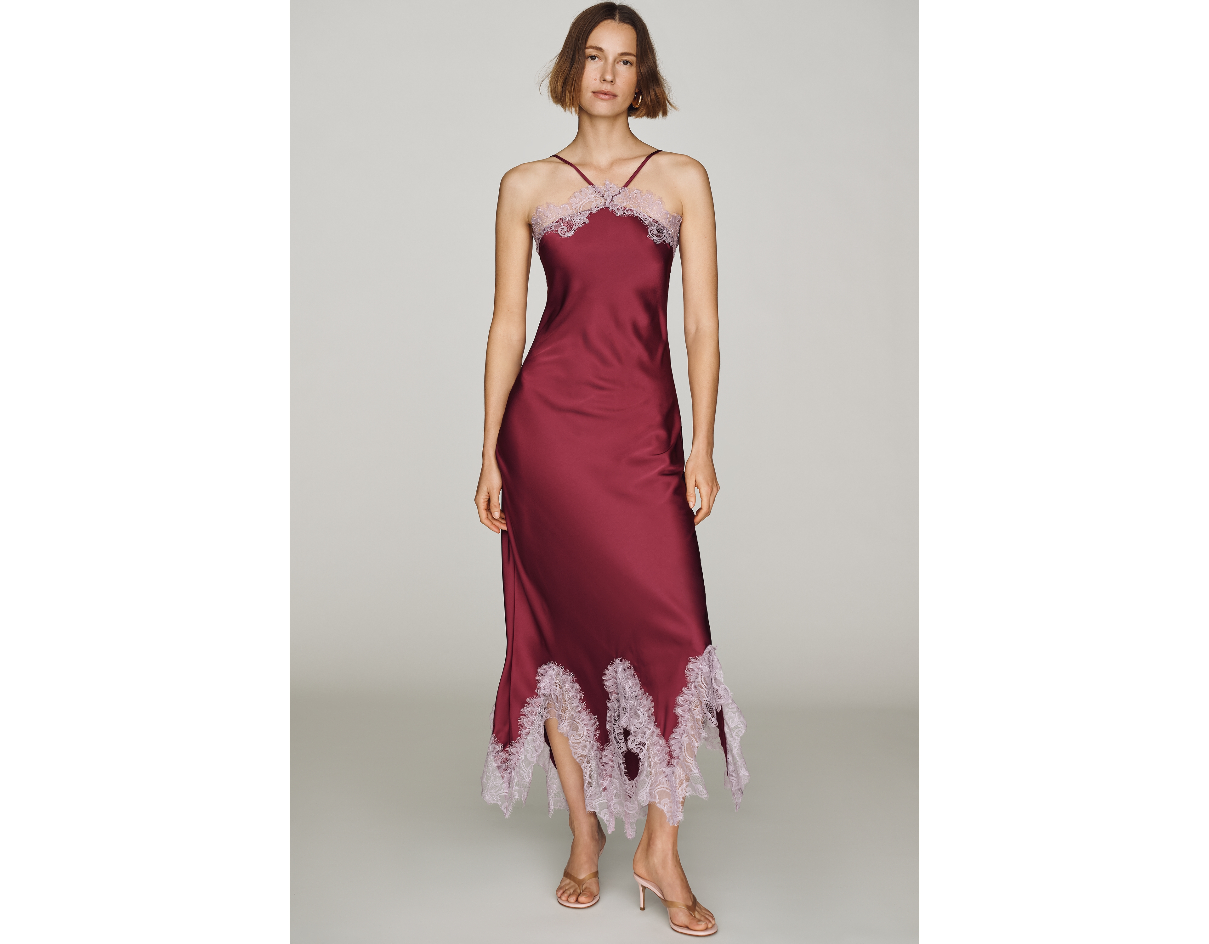 RMN Studio Satin Lace Slip Dress