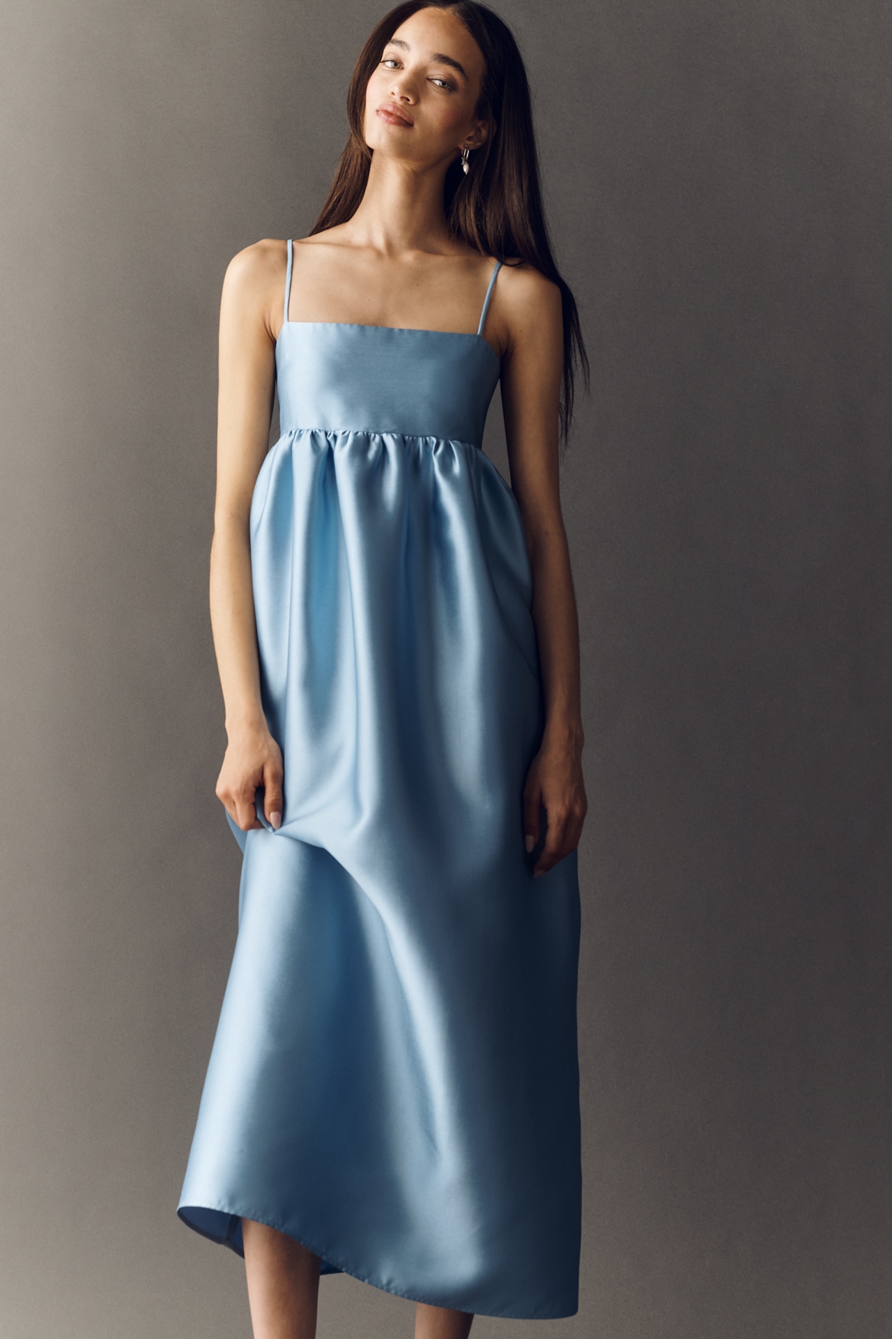 anthropologie blue silk dress Glitter Velvet Ruffle Wrap Midi Dress in Blue