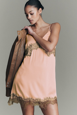 RMN Lara Lace-Trim Mini Slip Dress | Anthropologie