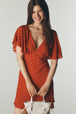 strapless open back dress Red Mini Dress Velvet One-Shoulder Knot Bodycon Dress – ZINNTRA main image 1