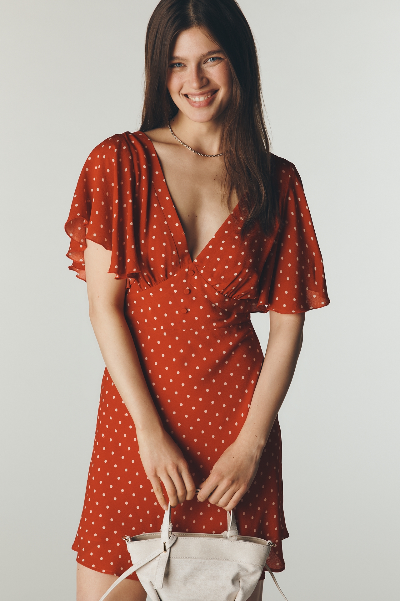 RMN Marina Silk Blend V-Neck Mini Dress