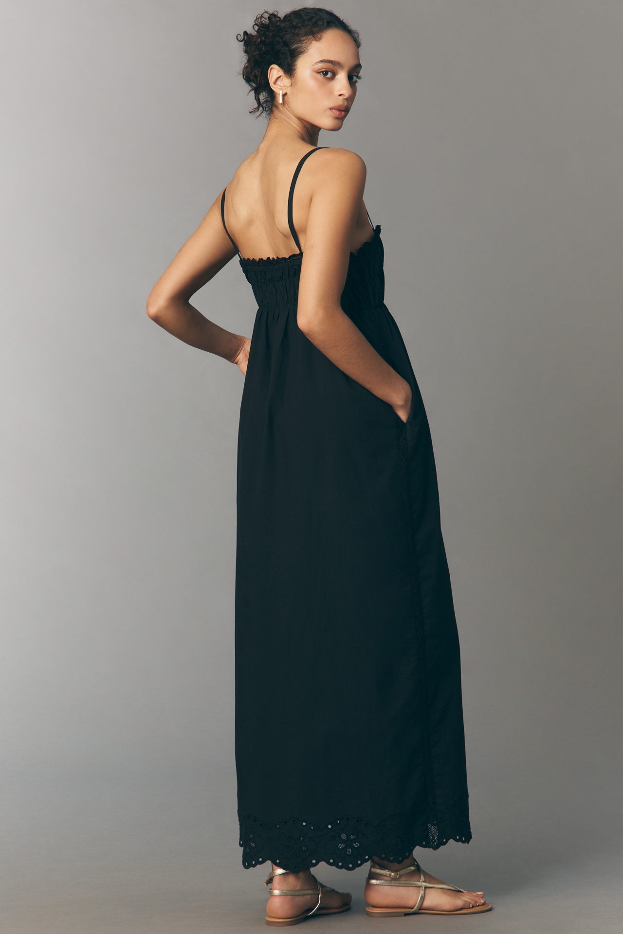 RMN Leilani Cotton Square-Neck Midi Dress