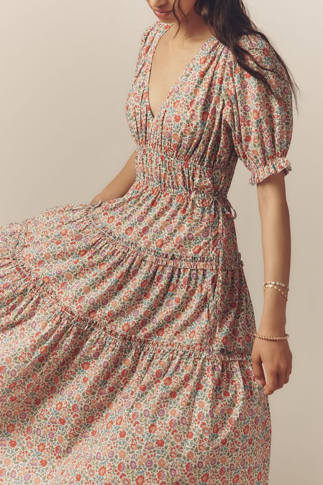 Love The Label Sasha Short-Sleeve V-Neck Tiered Midi Dress #1