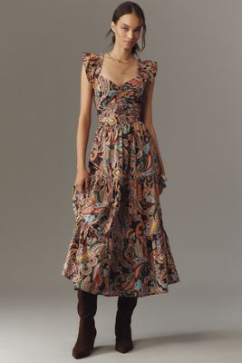 Love The Label Linsey Ruffle-Sleeve Midi Dress