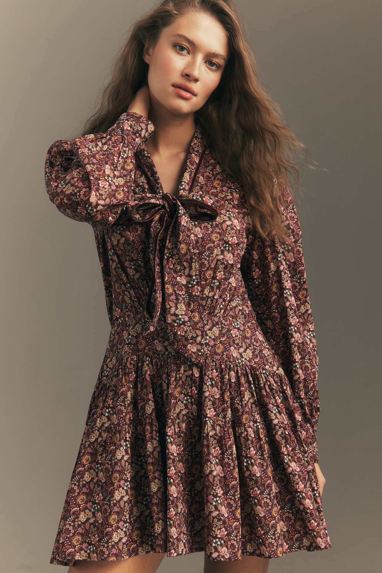 Love The Label Nelly Long-Sleeve Cotton Mini Dress