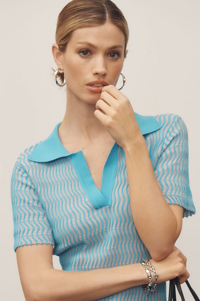 Siempre Azelia Short-Sleeve Collared Sweater Mini Dress #3