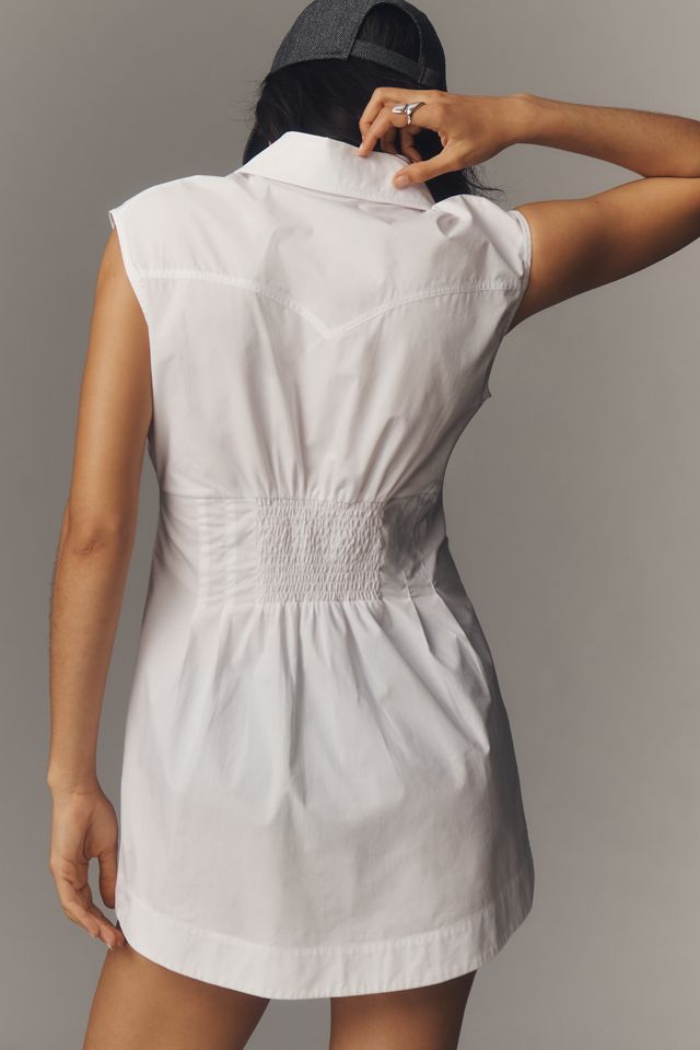 Siempre Embellished Collar Pleated Mini Shirt Dress #1