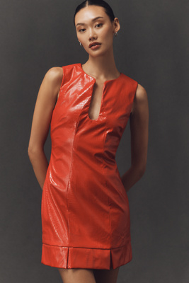 Siempre X Anthropologie Sleeveless Faux-leather Mini Dress In Red