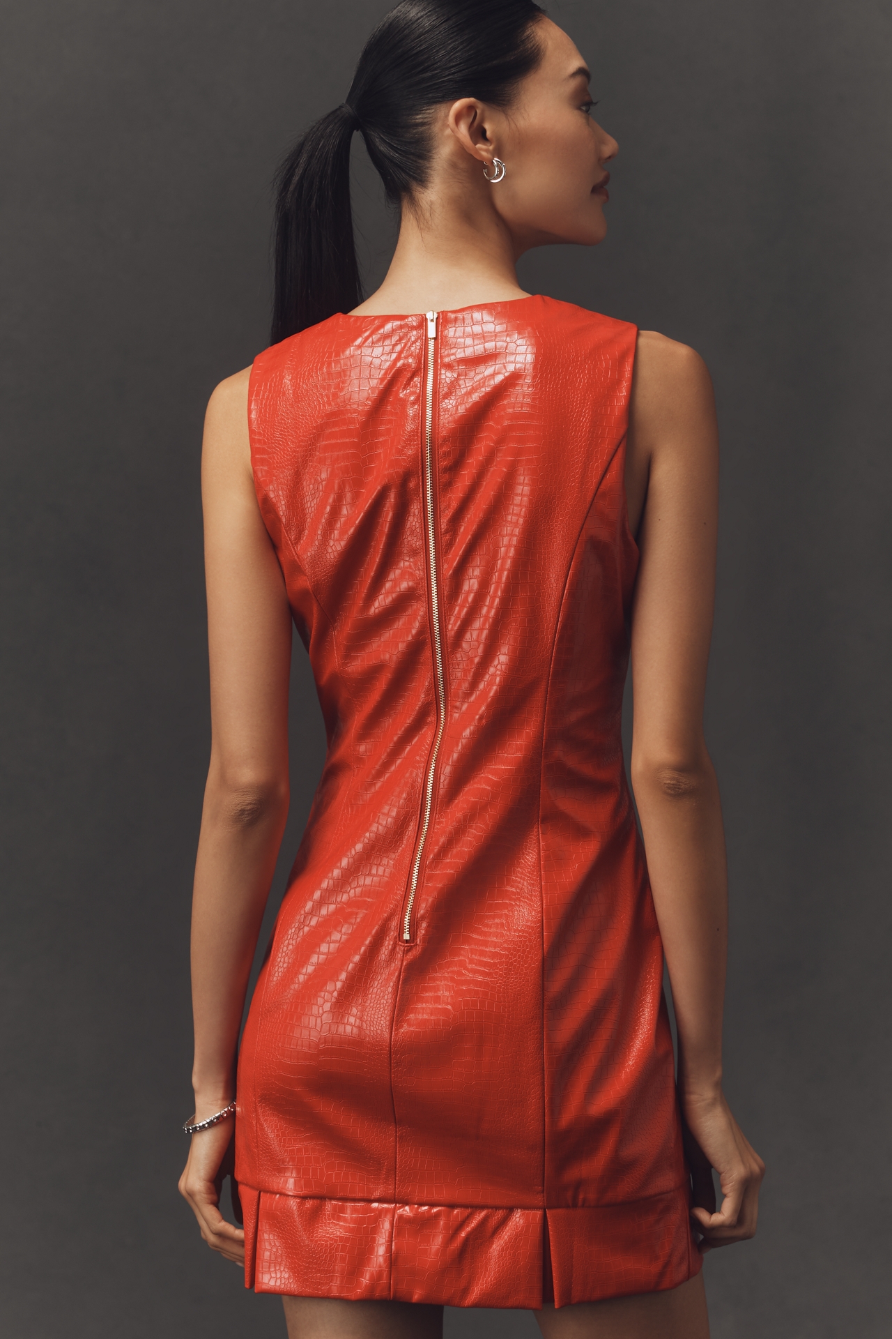 Siempre x Anthropologie Sleeveless Faux-Leather Mini Dress