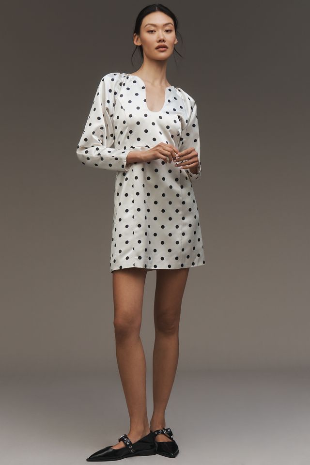 Siempre Long-Sleeve Polka Dot Mini Dress #3
