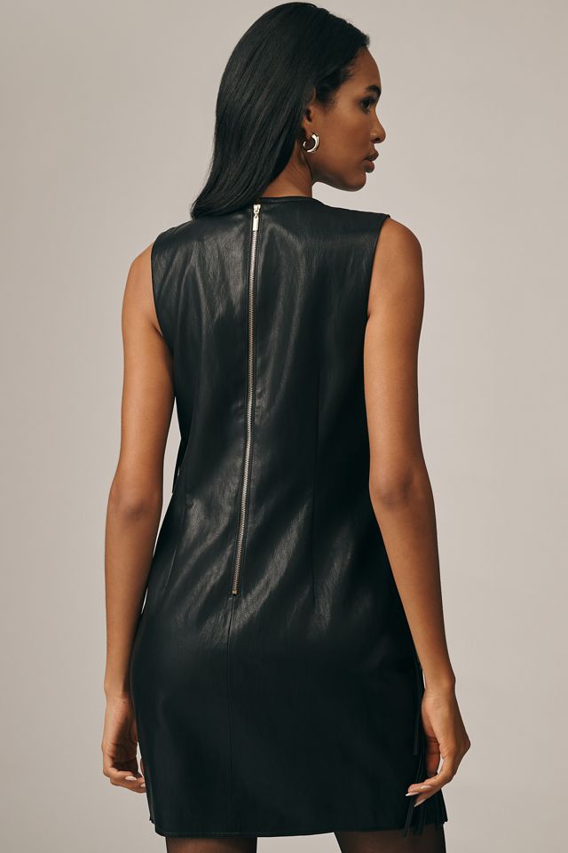 Siempre Faux-Leather Fringe Shift Dress #2