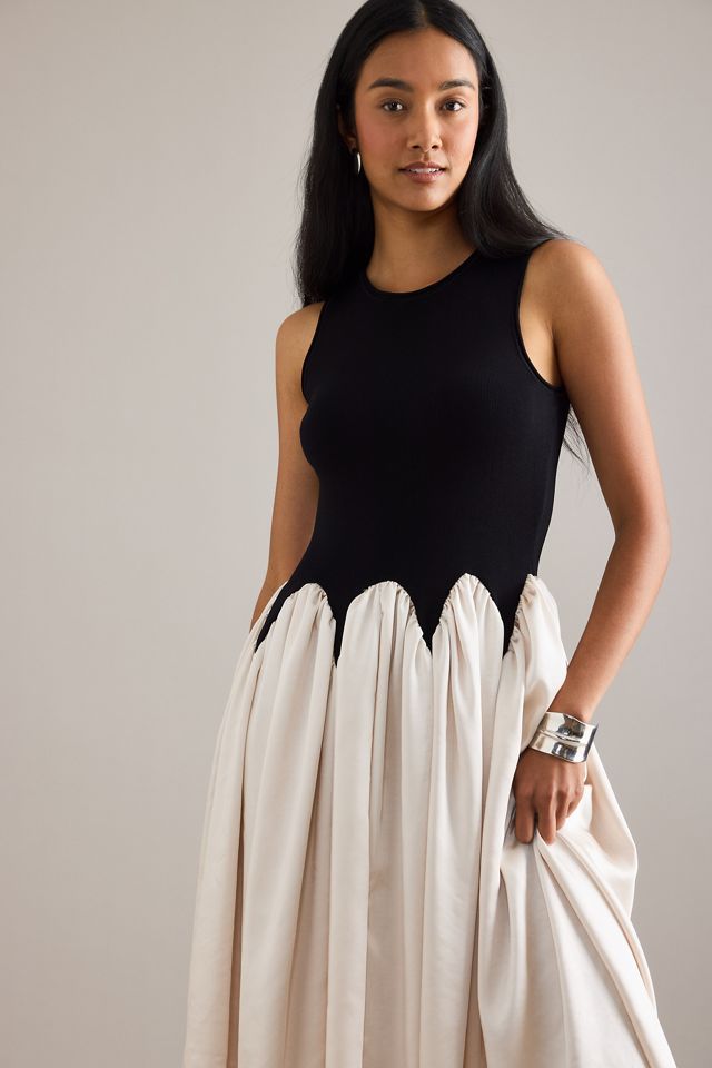 Robe midi en satin sans manches Siempre Michelle color block #1