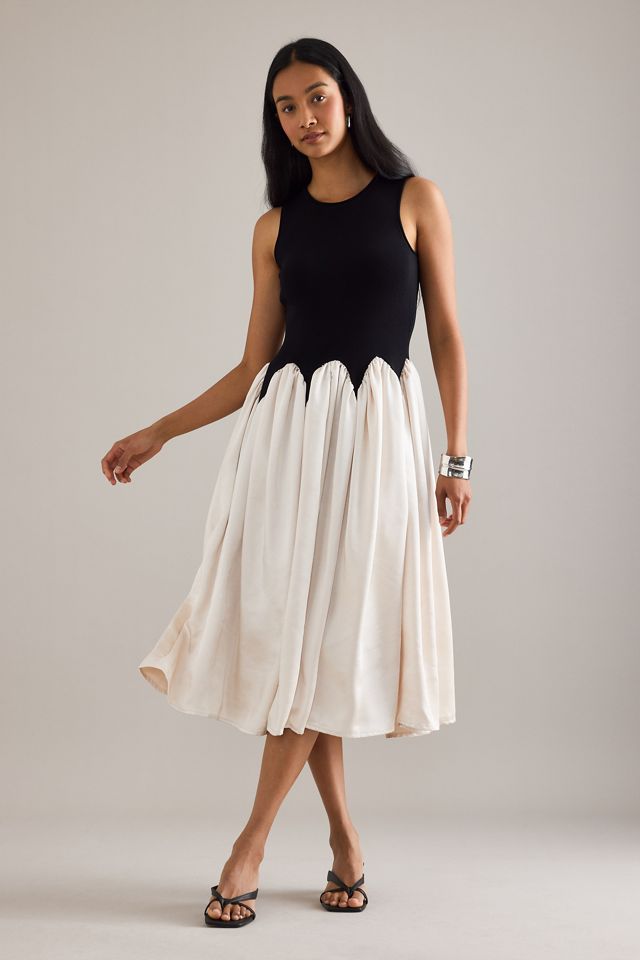 Robe midi en satin sans manches Siempre Michelle color block #2