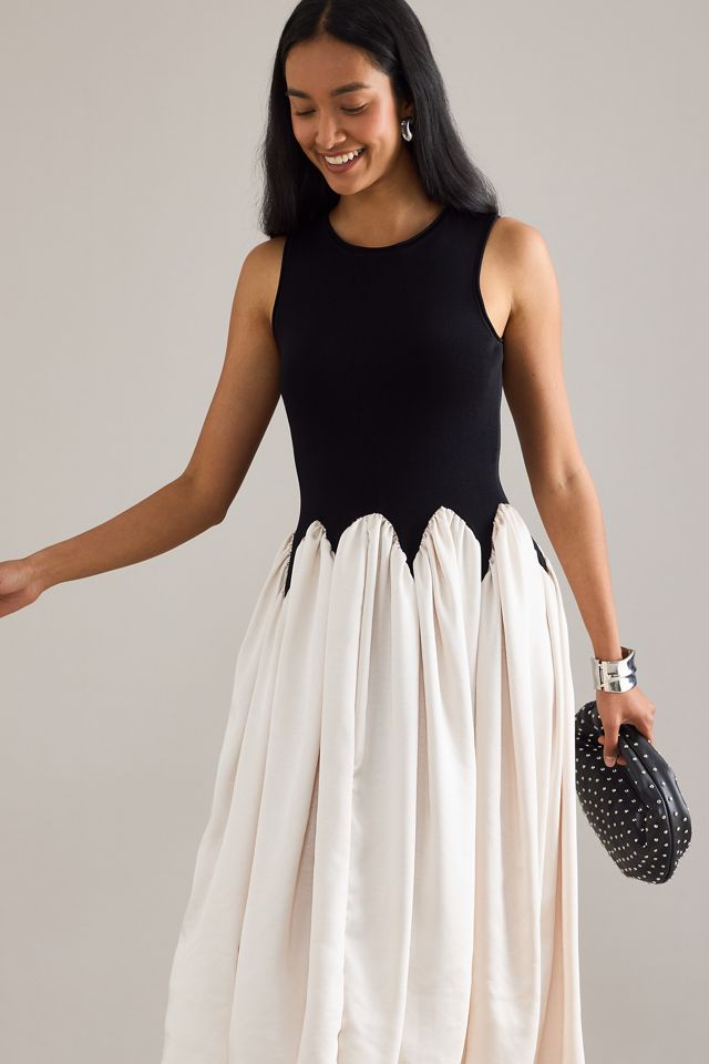 Robe midi en satin sans manches Siempre Michelle color block #3