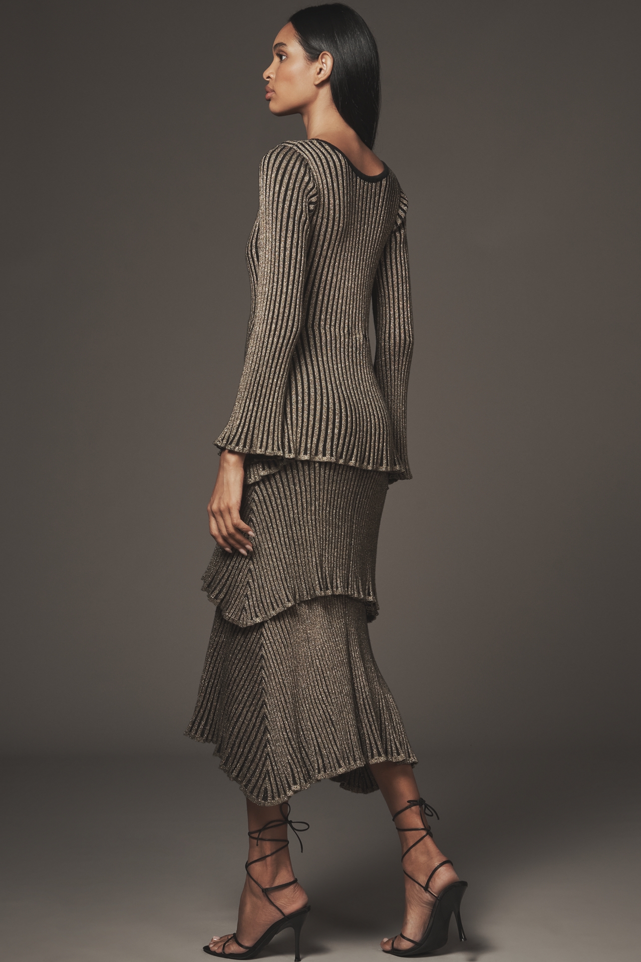 Siempre Tiered Shimmer Midi Dress