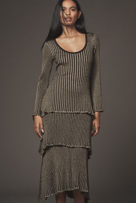 Siempre Tiered Shimmer Midi Dress
