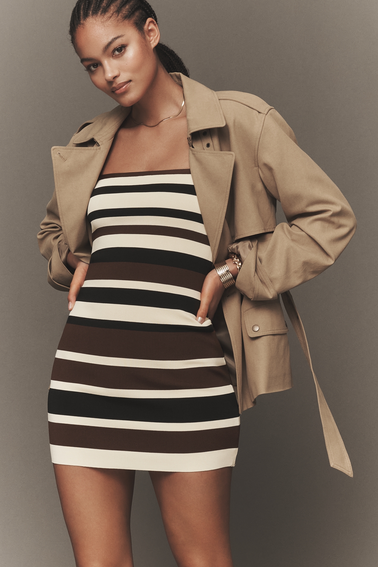 Siempre x Anthropologie Square-Neck Bodycon Dress