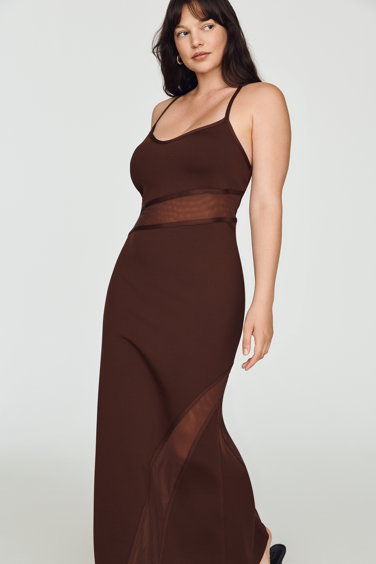 Siempre Sheer Panel Maxi Dress
