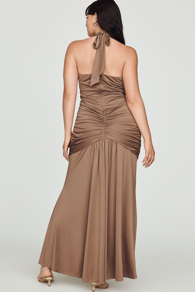 brown plunge maxi dress Frederica Plunge Maxi Dress Chocolate main image 0